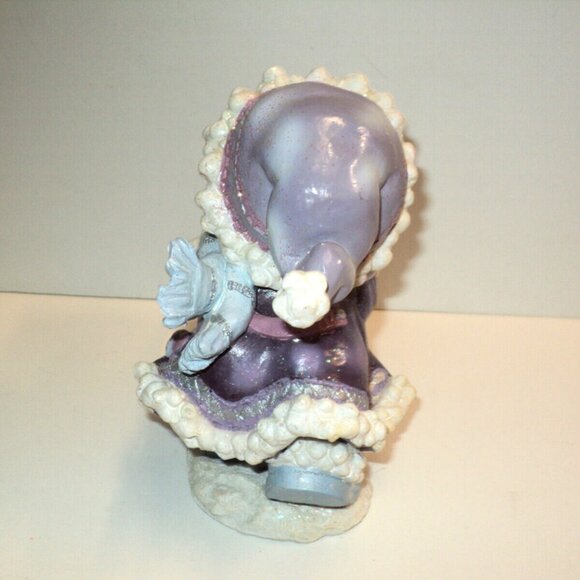 Christmas Bear Statue Pushing Sled with Snow Globe Winter Holiday Purple & Blue - Picture 2 of 6